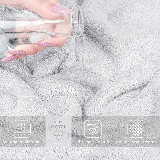 Cotton Paradise 100% Cotton 40x80 Oversized Bath Sheet, Extra Large Turkish Bath Towels for Bathroom, Silver Grey Bathsheet