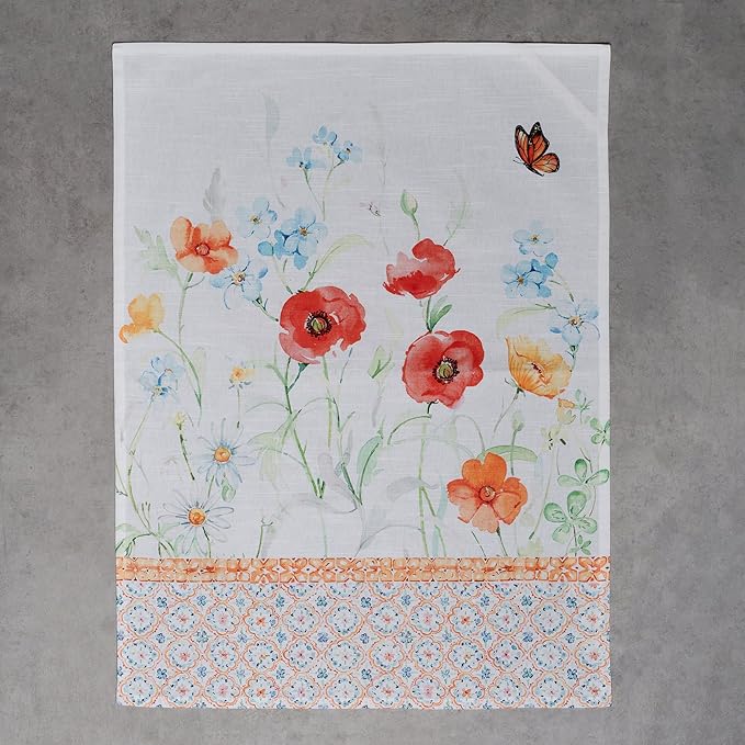 Maison d' Hermine Kitchen Towels Set of 3 100% Cotton 27.50" x 20" Reusable Cloth Tea Dish Towels Absorbent with Hanging Loop for Kitchen Gifts for Mothers Day Spring/Summer (Summer Whisper)