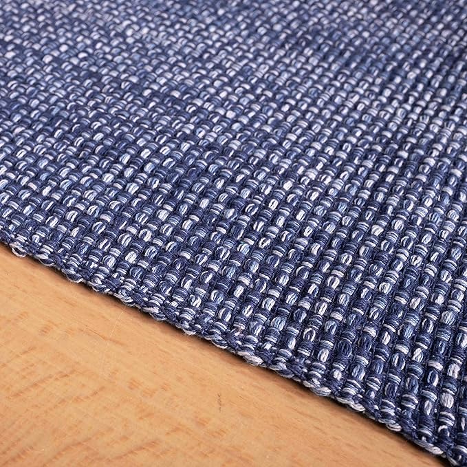 100% Cotton Table Runner for Dining Room Tables Rectangle Two Tone Woven Fabric 72" x 13" Soft Durable Table Runner, Dark Blue - (Pack of 1)