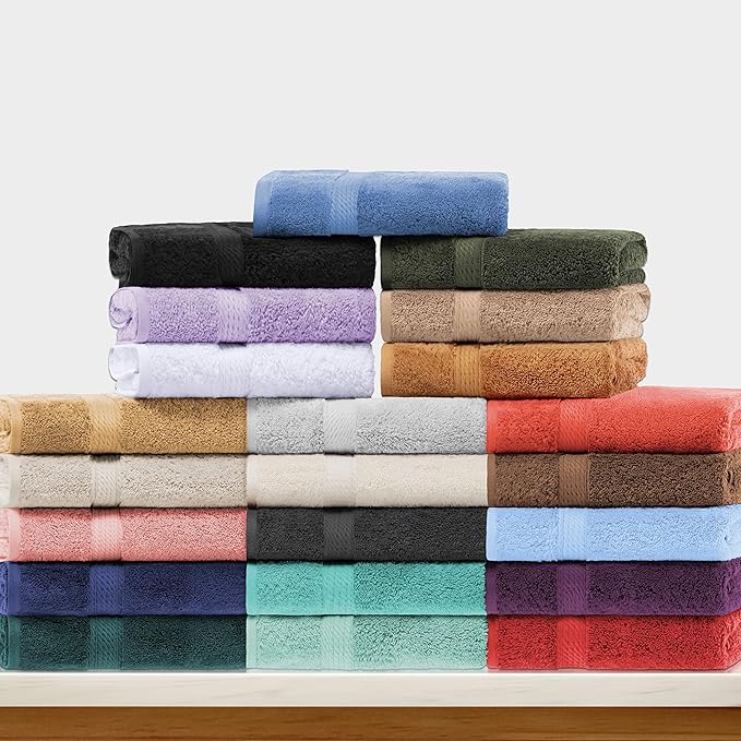 SUPERIOR Egyptian Cotton Pile 3 Piece Towel Set, Includes 1 Bath, 1 Hand, 1 Face Towel/Washcloth, Ultra Soft Luxury Towels, Thick Plush Essentials, Guest Bath, Spa, Hotel Bathroom, Red