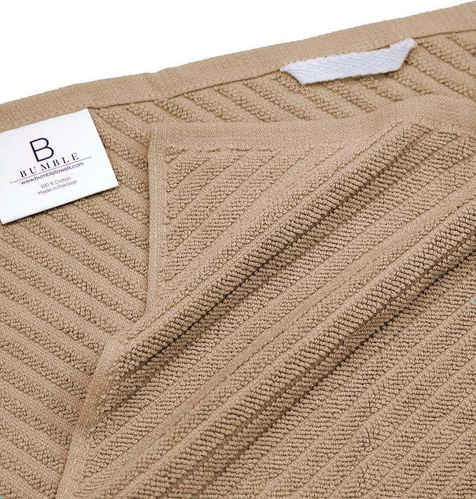 Premium Kitchen Towels (16”x 25”, 6 Pack) | Large Cotton Kitchen Hand Towels | Dish Towels | Diagonal Weave Design | 445 GSM Highly Absorbent Tea Towels Set with Hanging Loop | Tan