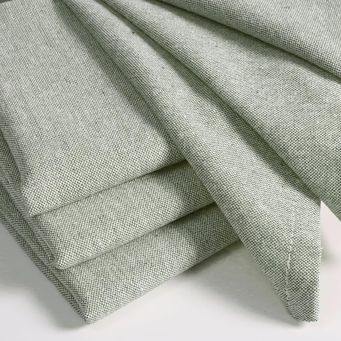 Native Fab Solid Chambray Cloth Napkin Set of 12, 100% Cotton, Washable, Reusable Dinner Cloth Napkin 17x17 inches, Table Decor Napkins for Dinner, Events, Olive Green
