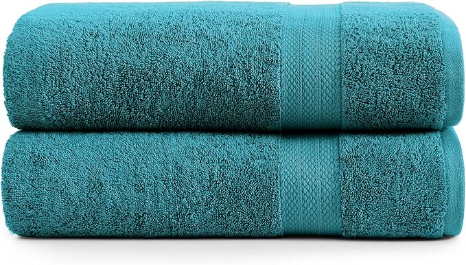 LANE LINEN 100% Cotton Bath Sheets (35"x66") - 2 Piece - Fade Resistant, Machine Washable, Ultra Soft & Highly Absorbent - Oversized Extra Large Bathroom Towels Sets - Hotel Quality Towel - Sea Port