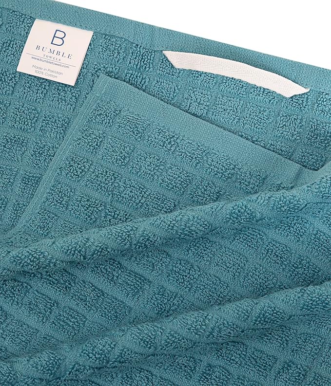 Bumble Kitchen Towels (6 Pack) | 16" x 28" | 100% Cotton Dish Towels for Kitchen | 380 GSM | Soft, Highly Absorbent & Durable Dish Towels with Hanging Loop | Aqua