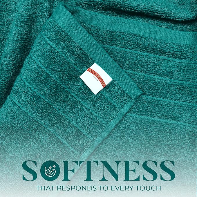 RIVERSIDE Pack of 4 Premium Extra Large Bath Towels 30 x 60 Inches, 100% Cotton, Super Soft & Highly Absorbent, Larger & Lighter Weight, Quicker to Dry, Perfect for Bathroom, Teal