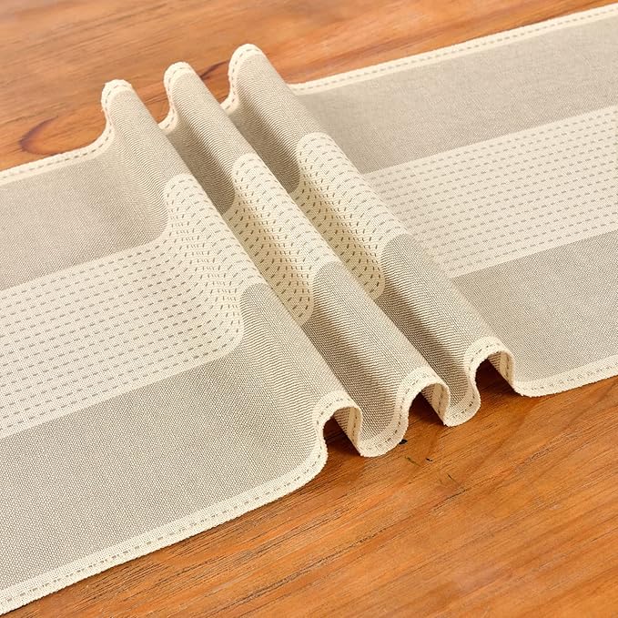 Wracra Linen Table Runner, Farmhouse Macrame Table Runners 60 Inches Long for Dining Table Decor, Wedding, Party and Dresser Decor (Light Coffee,60")
