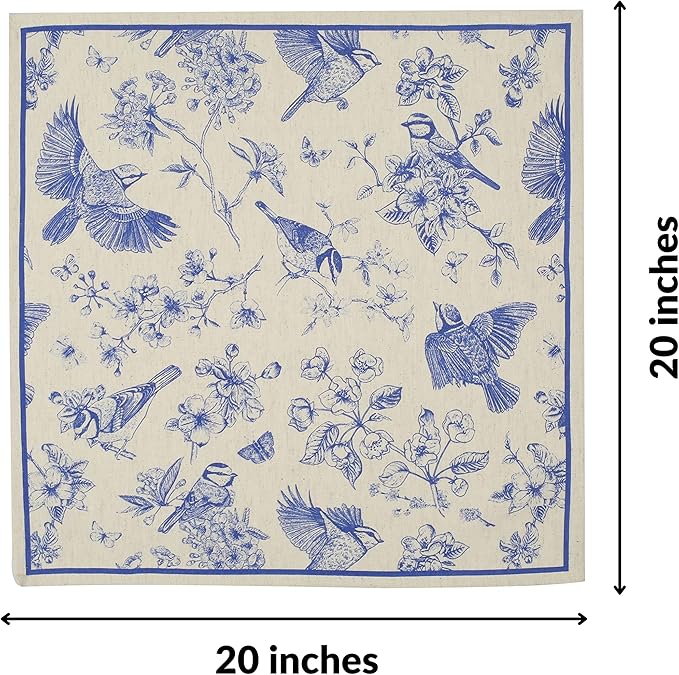 FINGERCRAFT Cloth Napkins, Set of 12 Cotton Linen Blend Printed Dinner Napkins Cloth Mitered Corner Perfect for Parties Dinners Weddings Cocktail Christmas Easter 20x20 Toile