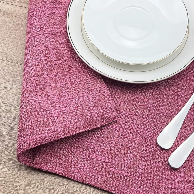 Weabetfu Cloth Placemats Set of 4 Heat Resistant Dining Table Placemmats Cotton Linen Machine Washable Kitchen Table Mats Wrinkle Free Thick Fabric Place Mat,Easy to Clean,13"x19"