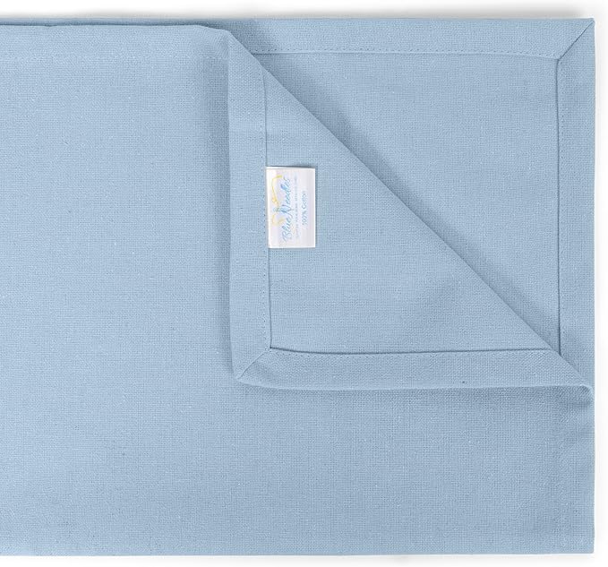 Blue Needles Solid Cloth Napkins Set of 12 Ice Blue 100% Cotton Dinner Napkins 18x18 inches - Spring Summer Easter - Soft, Reusable, Absorbent & Washable Linen, Ideal for Events Parties & Everyday Use