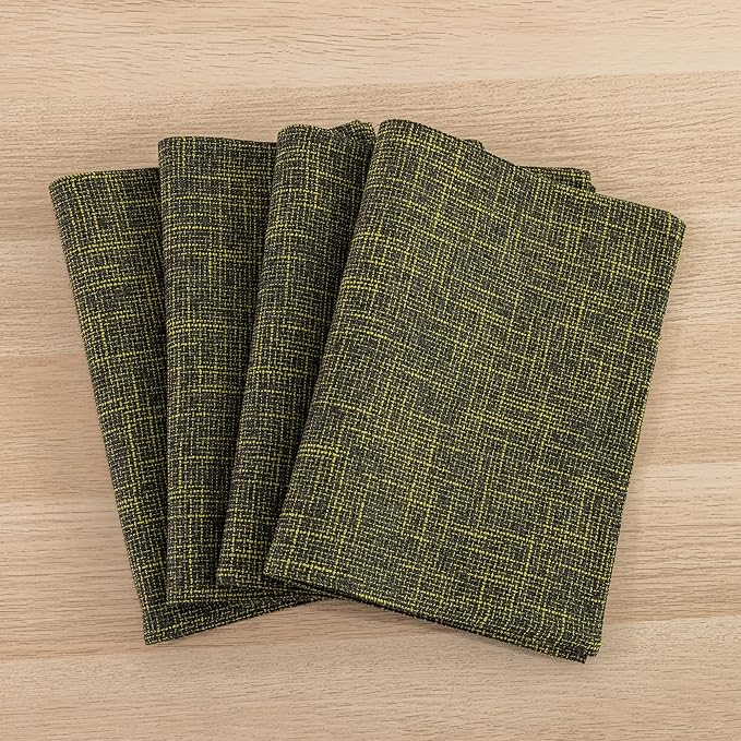 Kevin Textile Christmas Burlap Linen Placemats Set of 6 Heat Resistant Dining Table Place Mats Washable Kitchen Table Mats for Dinning Party Holiday Indoor Outdoor, 13 x19 inches, Peridot Green
