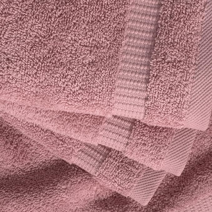 SALBAKOS 100% Turkish Cotton Washcloth Set of 12 13x13 inch | Heirloom Quality | Hotel & Spa Collection | Ultra Soft, Super Absorbent, Washcloth Towels | Made in Turkey (Rose, 12 Washcloths)