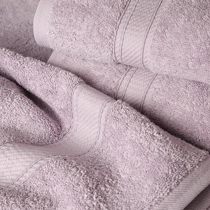 SUPERIOR Egyptian Cotton Pile 6 Piece Towel Set, Includes 2 Bath, 2 Hand, 2 Face Towels/Washcloths, Ultra Soft Luxury Towels, Thick Plush Essentials, Guest Bath, Spa, Hotel Bathroom, Purple