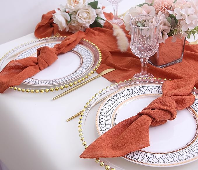 Dinner Cloth Napkins 10 Pack,Gauze Napkins 100% Natural Soft Cotton,Washable Fall Napkins for Wedding Decorative,Thanksgiving,Family Everyday Use,40 * 40cm (16 * 16 inches),Terracotta