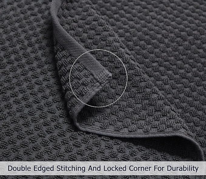 COTTON CRAFT Waffle Luxury Euro Spa Waffle Weave Towel Set - 100% Ringspun Cotton - Absorbent Quick Dry - Oversized 30 x 56 inch - Grey