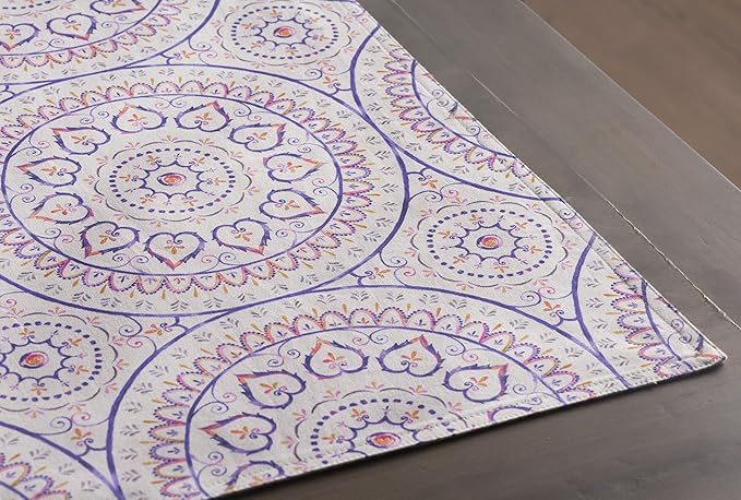 Maison d' Hermine Placemats Set of 4 100% Cotton Washable Cloth Place Mats Reusable Table Mats for Kitchen Dining Party Wedding Gifts for Mothers Day Spring/Summer (Mandala, 13" x 19")