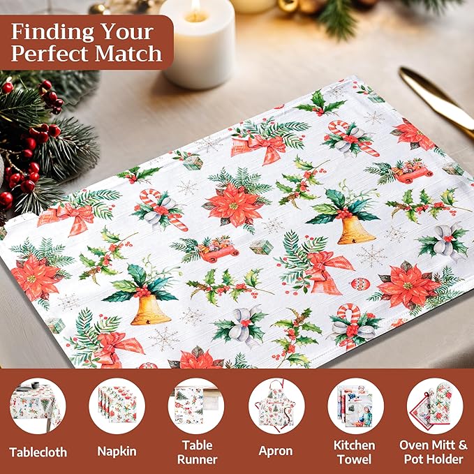 Maison d' Hermine Placemats Set of 4 100% Cotton Washable Cloth Place Mats, Reusable Table Mats for Thanksgiving Christmas Decorations Kitchen Dining Party Wedding Restaurant (Chromo, 13" x 19")