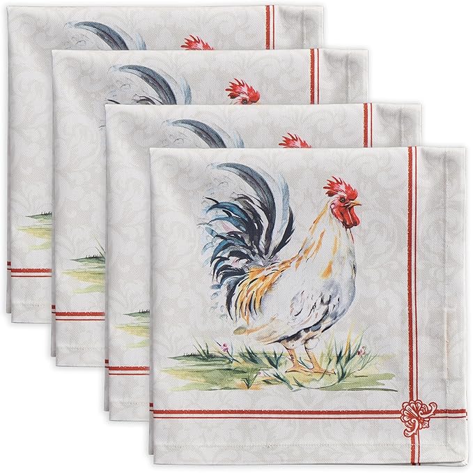 Maison d' Hermine Cloth Napkins Set of 4 100% Cotton Everyday Reusable Square Napkins Cloth Washable, Dinner, Party, Wedding, Restaurant, Spring/Summer (Campagne, 20" x 20")