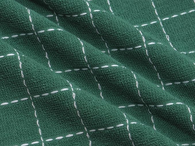 Natural Cotton Dish Cloths Waffle Weave Kitchen Towels,Ultra Absorbent Quick Drying Dish Towels, Soft Comfort Cleaning Cloth Washcloths, Set of 6 (Dark Green, 12 x 12 Inches)