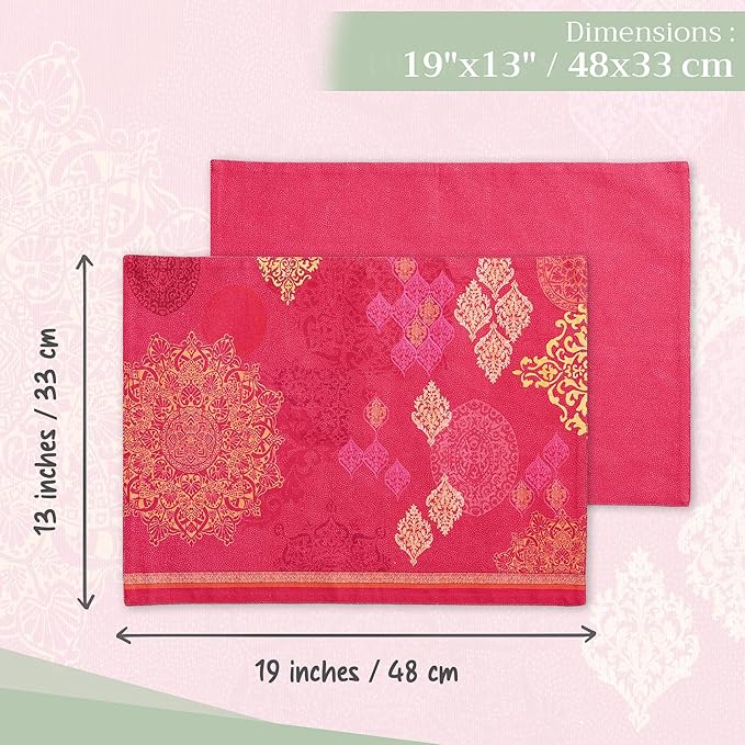 Maison d' Hermine Placemats Set of 4 100% Cotton Washable Cloth Place Mats, Reusable Table Mats for Thanksgiving Christmas Decorations Kitchen Dining Party Wedding Restaurant (Versailles, 13" x 19")