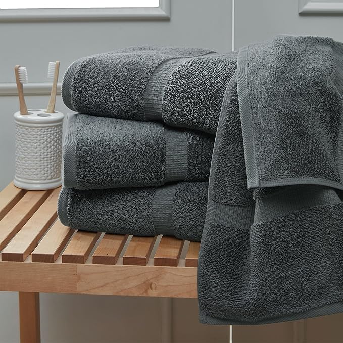 Towel Bazaar Premium Cotton Super Soft and Absorbent Turkish Towels (4-Piece Bath Towels, Dark Gray)