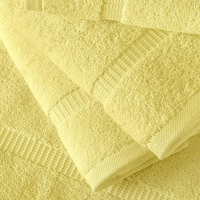 SALBAKOS 100% Turkish Cotton Hand Towel Set of 6 16x30 inch | Premium Quality | Hotel & Spa Collection | Soft, Super Absorbent, Long Lasting Hand Towels | Made in Turkey (Yellow, 6 Hand Towels)