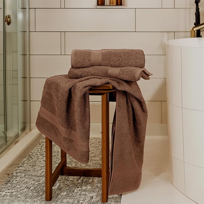 Medium Size Bath Towels Set of 6 – 100% Cotton Terry – 24" x 48" – Quick Dry, Soft & Highly Absorbent – Acorn Towels for Bathroom, Gym, Spa, Pool & Daily Use