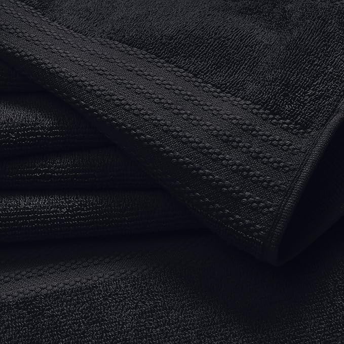 GLAMBURG Premium Cotton Oversized 2 Pack Bath Sheet 35x70-100% Pure Cotton - Ideal for Everyday use - Ultra Soft & Highly Absorbent - Machine Washable - Black
