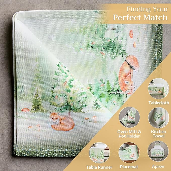 Maison d' Hermine Cloth Napkins Set of 4 100% Cotton for Thanksgiving Christmas Decorations Everyday Reusable Square Fall Napkins Cloth Washable Dinner Party (Winter Mornings, 20"x20")