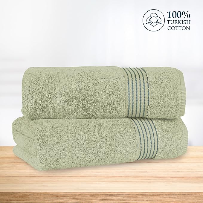 Mocassi Luxury 100% Turkish Cotton 2-Pack Bath Towel Set- Ultra Soft, Quick Dry Highly Absorbent 27 x 54 inch Premium Spa Hotel Quality 2PC Bath Towels - Luxurious Soft Bathroom Towels, Mint Green