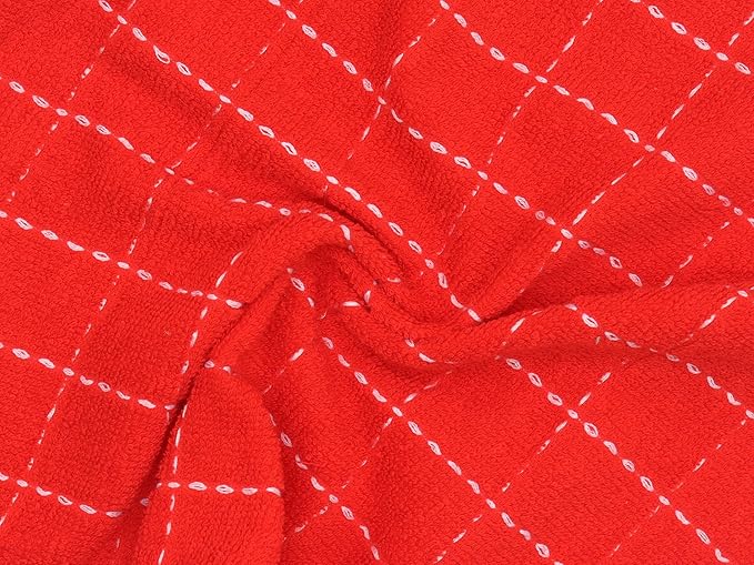 Cotton Terry Dish Cloths, Absorbent Dish Towels for Kitchen Drying, Soft Wash Cloths Multipurpose Dish Rags for Washing Dishes, 12 x 12 Inches, Set of 6 (Red)