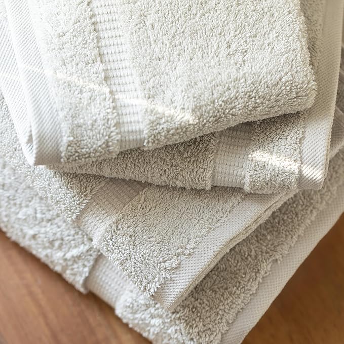 SALBAKOS 100% Turkish Cotton Towel Set of 6 Piece Stone | Premium Quality Hotel & Spa Collection 2 Washcloth, 2 Hand, 2 Bath Towel Sets for Bathroom | Made in Turkey (Stone, 6 Piece Towel Set)