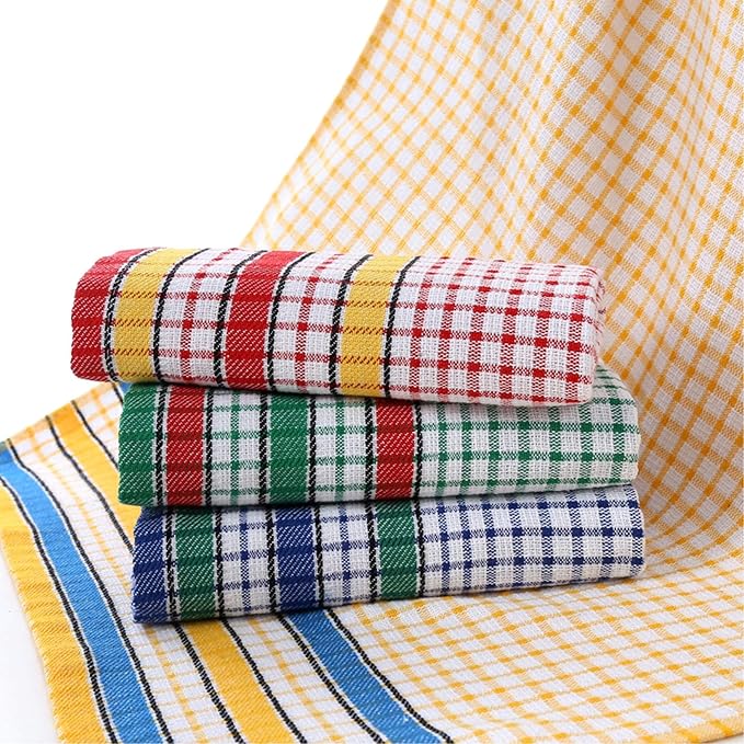 Large Kitchen Dish Towels, 16 Inch x 26 Inch Bulk Absorbent Cotton Kitchen Towels, 4 Pack Bright Colorful Tea/Bar Towel for Washing Drying Dishes and Household