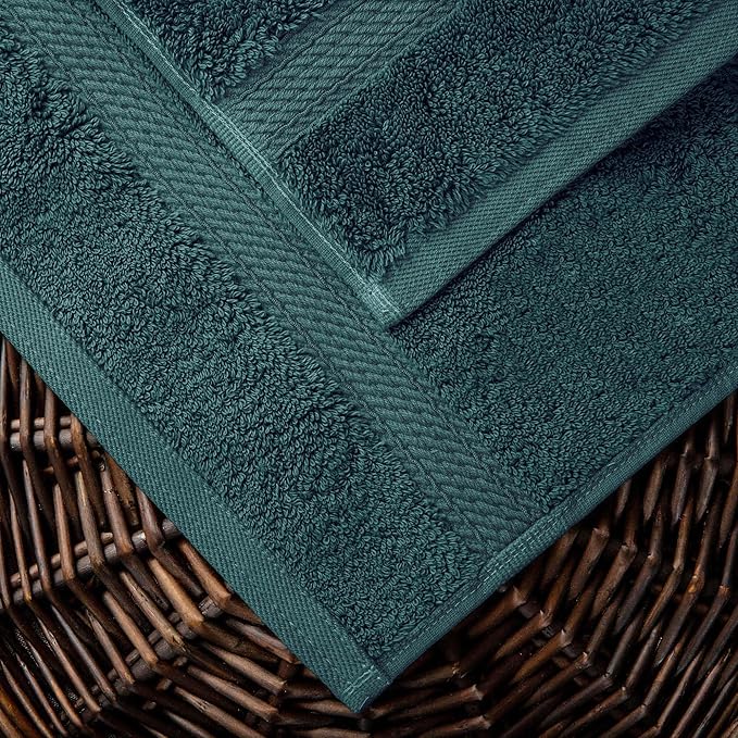 SUPERIOR Egyptian Cotton Pile 10 Piece Towel Set, Includes 2 Bath, 4 Hand, 4 Face Towels/Washcloths, Ultra Soft Luxury Towels, Thick Plush Essentials, Guest Bath, Spa, Hotel Bathroom, Teal