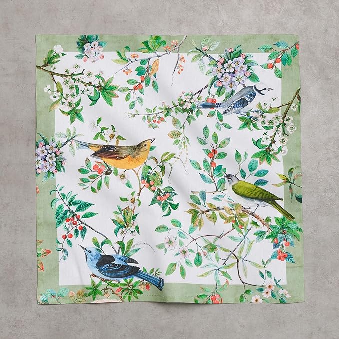 Maison d' Hermine Cloth Napkins Set of 4 100% Cotton Everyday Reusable Square Napkins Cloth Washable Dinner Party Wedding Restaurant Gifts for Mothers Day Spring/Summer (Mesange, 18" x 18")