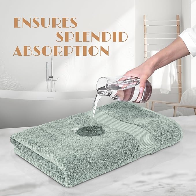 White Classic Luxury Soft Bath Sheet Towels - 650 GSM Cotton Luxury Towels Extra Large 35x70 | Highly Absorbent and Quick Dry | Hotel Quality, Green, 2 Pack