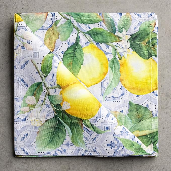 Maison d' Hermine Cloth Napkins Set of 4 100% Cotton Everyday Reusable Square Napkins Cloth Washable Dinner Party Wedding Restaurant Gifts for Mothers Day Spring/Summer (Citrus, 20" x 20")