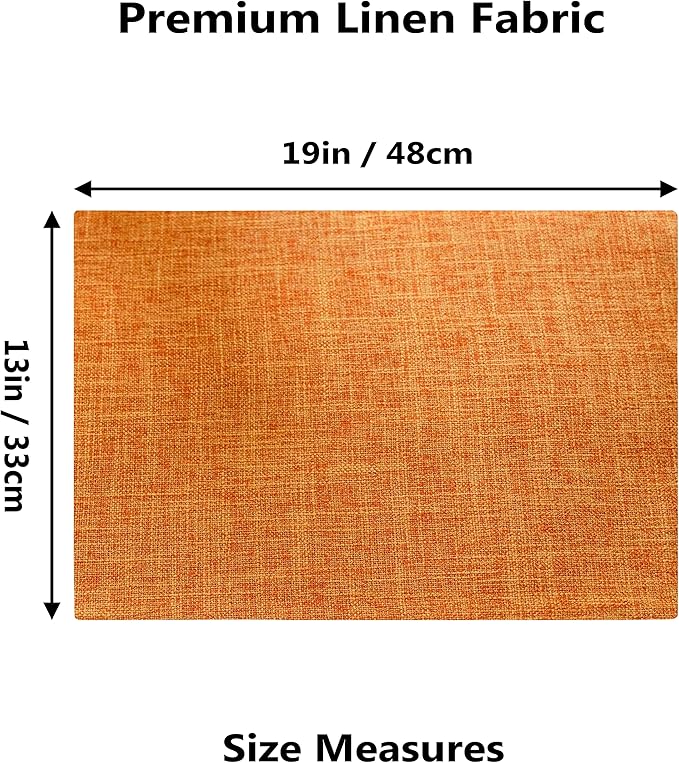 Home Brilliant Cloth Placemats Set of 8 Heat Resistant Dining Table Place Mats for Fall Kitchen Table Dinner Party Thanksgiving Decorations, 13 x 19 inches, Orange