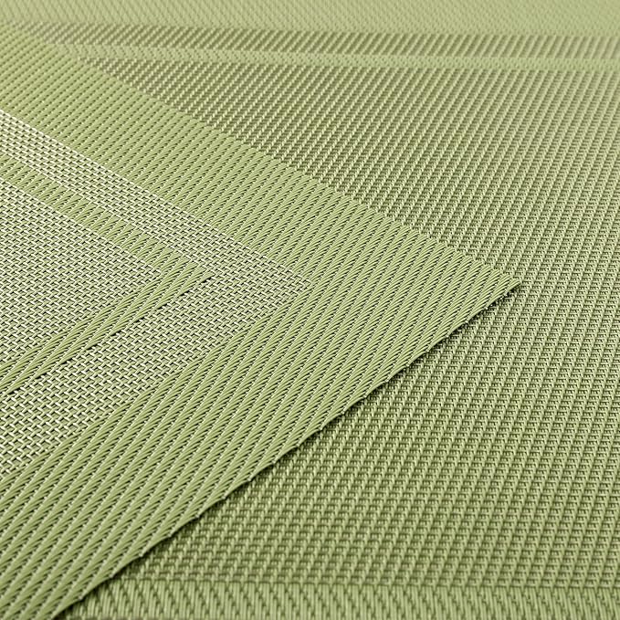 SHACOS Woven Vinyl Placemats Set of 4 Wipe Clean Place Mats Non Slip Reversible Dining Table Mats Indoor Outdoor (4, Frame Olive Green)