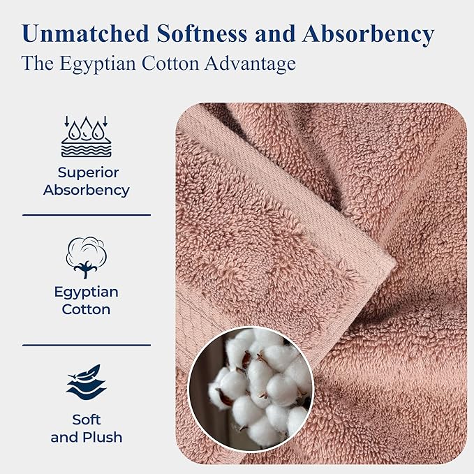 Superior Egyptian Cotton Pile 9-Piece Towel Set, 3 Bath, 3 Hand, 3 Face Towel/Washcloth, Heavyweight, Ultra Soft Luxury Towels, Thick Plush Essentials, Guest Bath, Spa, Hotel Bathroom, Muted Mauve