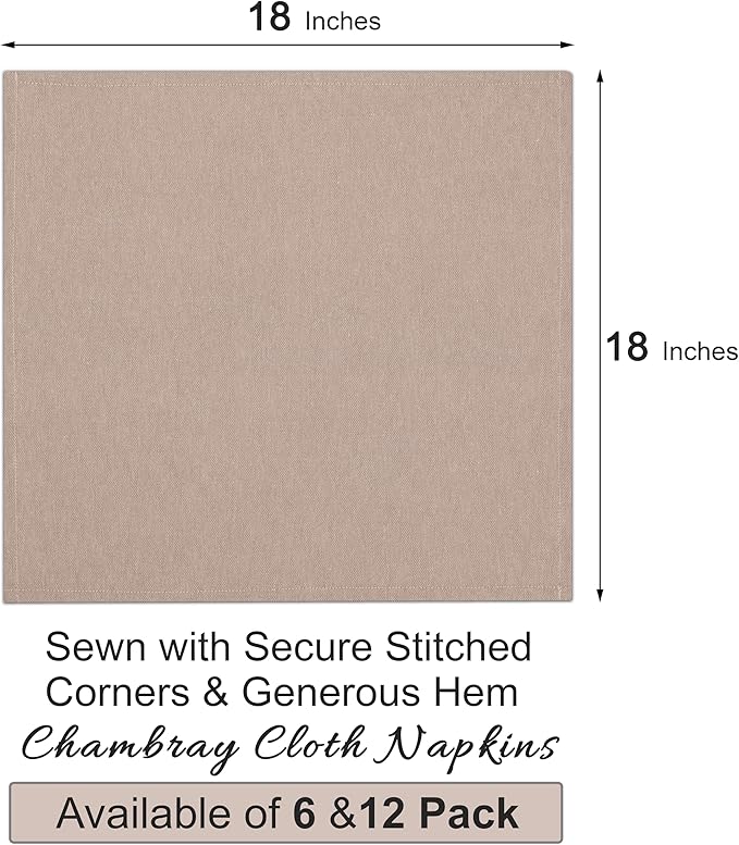 Ruvanti Cloth Napkins Set of 6, 18x18 Reusable Napkins Cloth Washable, Soft & Durable Table Napkin, Poly Cotton Fabric Dinner Napkins for Parties, Christmas, Thanksgiving, Weddings - Rust