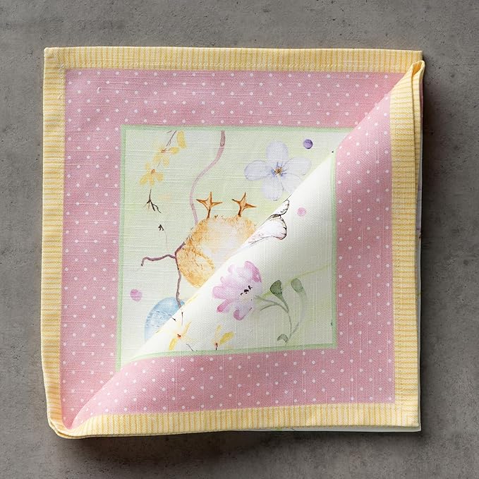 Maison d' Hermine Cloth Napkins Set of 4 100% Cotton Everyday Reusable Square Napkins Cloth Washable Dinner Party Wedding Restaurant Gifts for Mothers Day Spring/Summer (Easter Zest, 20" x 20")