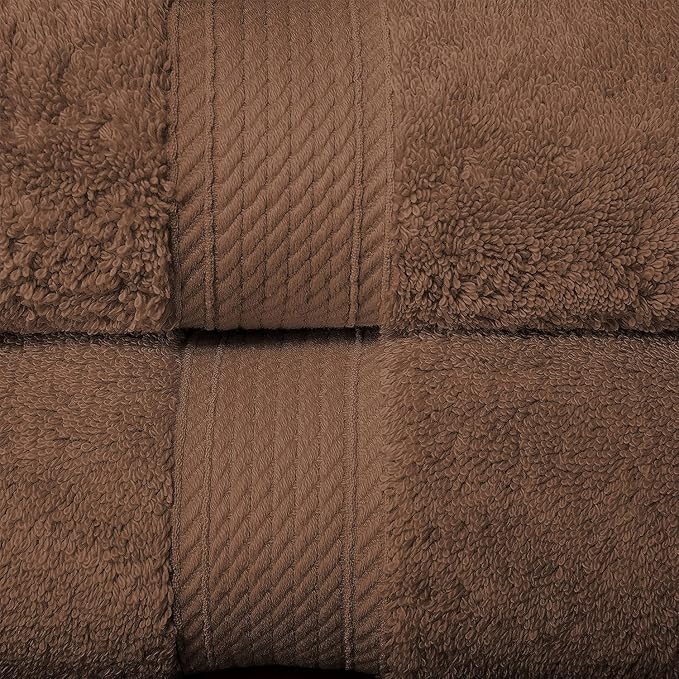 Superior Egyptian Cotton Pile 10 Piece Towel Set, Includes 2 Bath, 4 Hand, 4 Face Towels/ Washcloths, Ultra Soft Luxury Towels, Thick Plush Essentials, Guest Bath, Spa, Hotel Bathroom, Chocolate