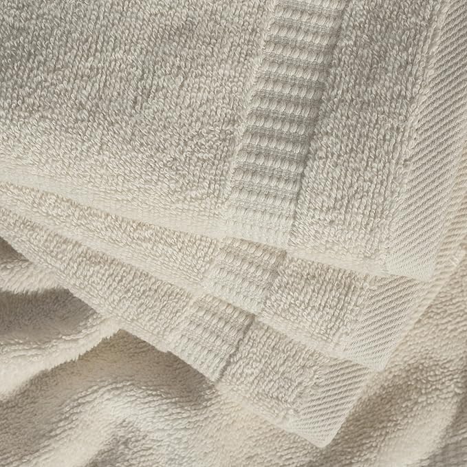 SALBAKOS 100% Turkish Cotton Washcloth Set of 12 13x13 inch | Heirloom Quality | Hotel & Spa Collection | Ultra Soft, Super Absorbent, Washcloth Towels | Made in Turkey (Ivory, 12 Washcloths)