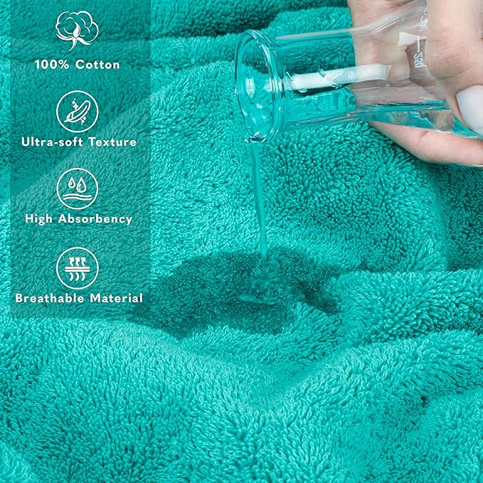 American Soft Linen 35x70 Jumbo Large Bath Towel, 600 GSM 100% Cotton Turkish Bath Sheet, Oversized Luxury Bath Towel for Bathroom Beach and Pool, Turquoise