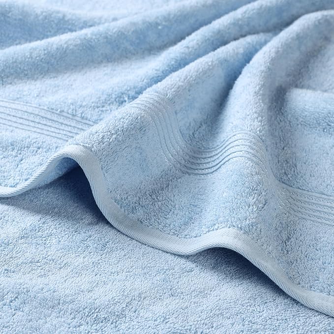 Superior Egyptian Cotton 9-Piece Towel Set, Assorted Towels for Home Bathroom, Guest Bath Decor Essentials, Includes 3 Bath, 3 Hand, 3 Face Towels/Washcloths, Quick Dry, Absorbent - Light Blue