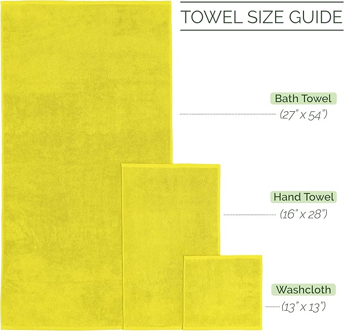 Elegant Comfort Luxury 6-Piece 100% Turkish Cotton Jacquard Braided Textured Premium Hotel Quality Towel Set– Soft and Absorbent, Includes 2 Bath Towels, 2 Hand Towels and 2 Washcloths, Yellow