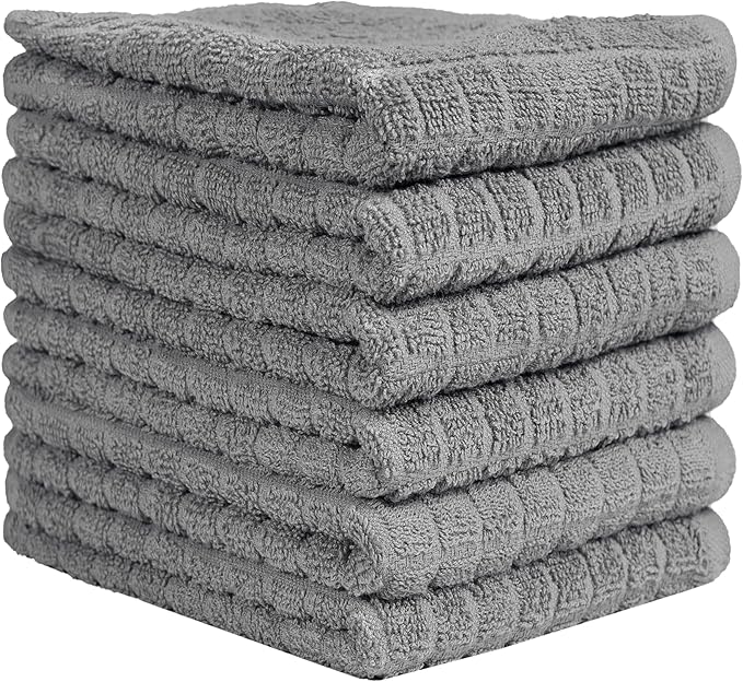 Bumble Kitchen Towels (6 Pack) | 16” x 28” | 100% Cotton Kitchen Towels | 385 GSM | Soft, Highly Absorbent & Durable Dish Towels for Kitchen | Gray