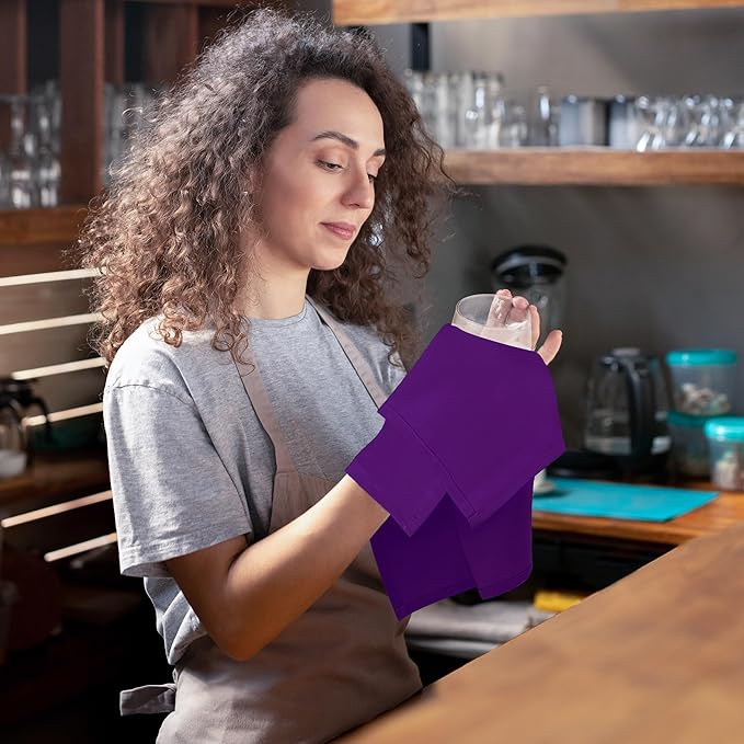Utopia Home [24 Pack, Purple] Cloth Napkins 17x17 Inches, 100% Polyester Hemmed Edges, Washable and Reusable Ideal for Parties, Weddings and Dinners