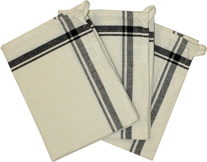 Aunt Martha's 3-Pack Retro Black Striped Dish Towels, 18 by 28-Inch,Black Box Stripe