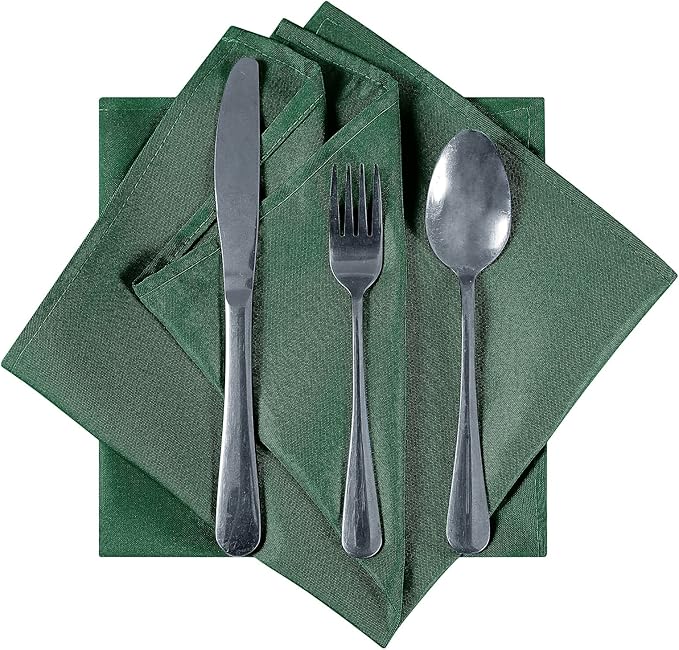 Cloth Napkins 17x17 inch Washable Polyester Dinner Napkins Soft Table Napkins for Wedding Party Dining Banquet(Hunter,12PCS)